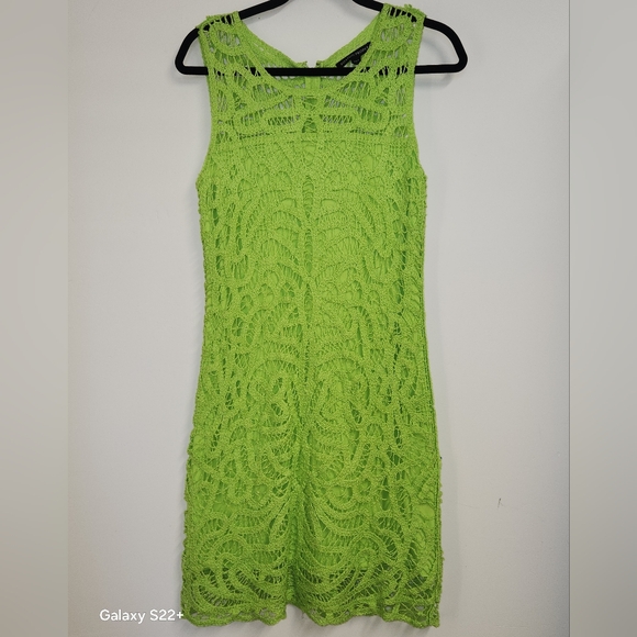 Boston Proper Sleeveless Crochet Dress - Vibrant Green size M. #E04 - Picture 3 of 16
